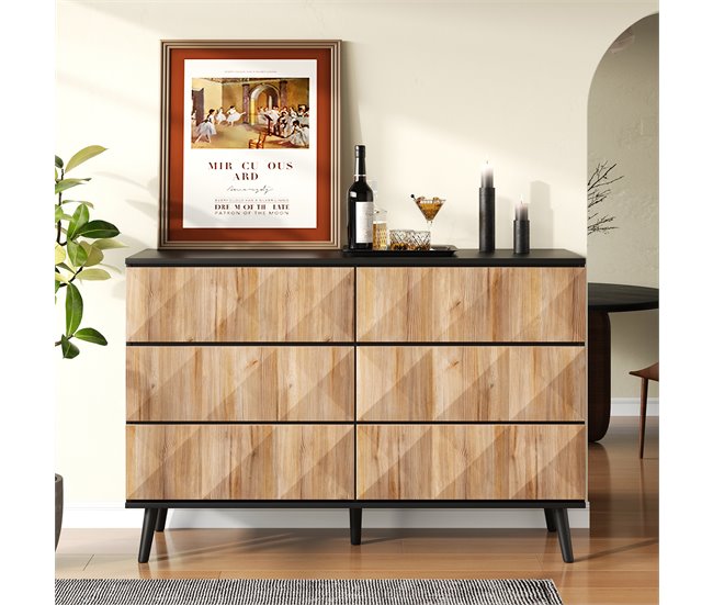 Cómoda doble con 6 cajónes Negro