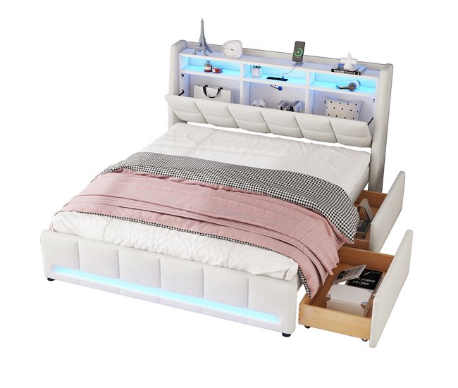 Camas de matrimonio 173x224 Beige