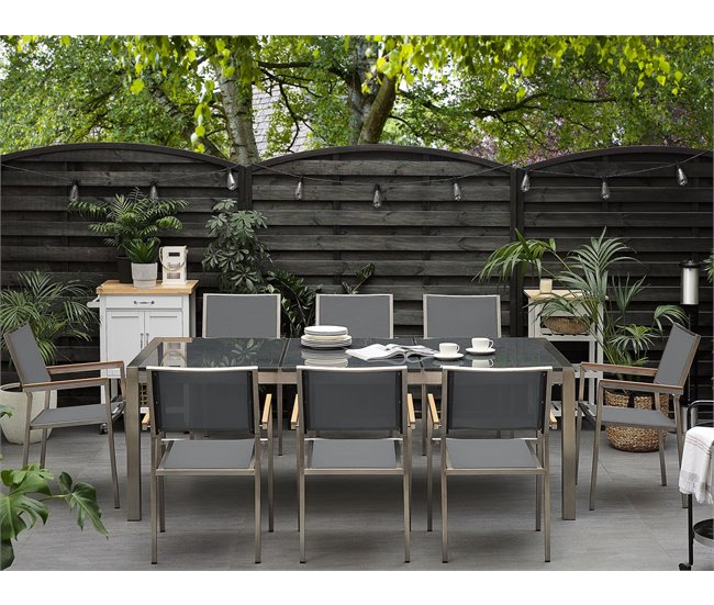 Beliani Conjunto de comedor GROSSETO Gris Oscuro