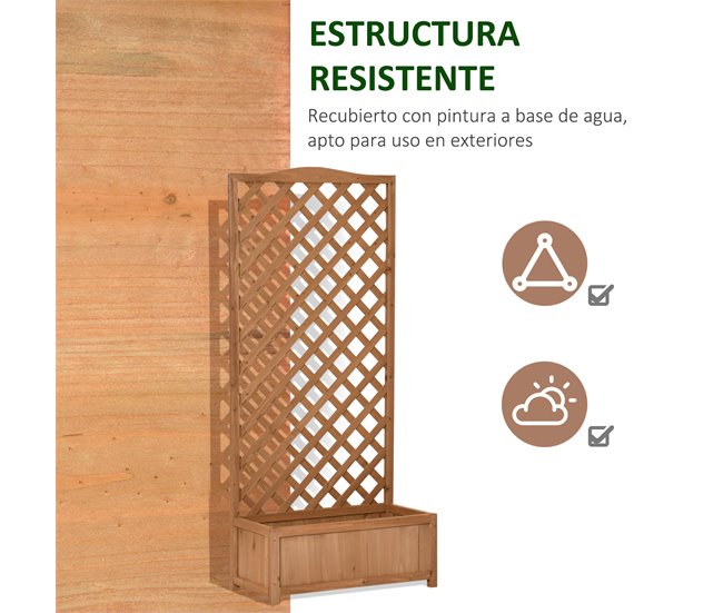 Jardinera con Enrejado Madera de Abeto Outsunny Marron