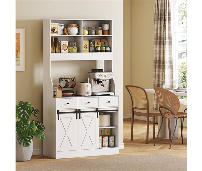 Alacena de Cocina Melamina de Madera HOMCOM, hogar - cocina Blanco