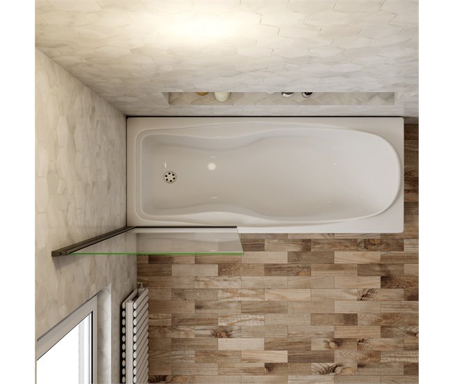 Mampara de Bañera Abatible,Vidrio Templado 6mm,Altura 140cm Blanco/ Gris