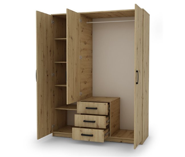 Armario DUNA 2 puertas batientes con espejo Roble Artisan