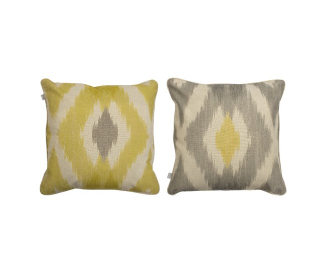 2 Fundas de cojín decorativo 85% algodón 15% lino FORMENTERA CUADRADO Amarillo