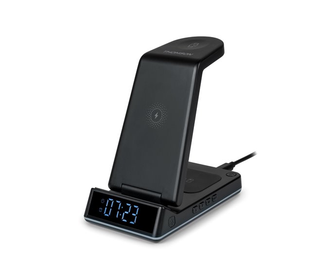 Reloj Despertador estacion Carga Inalambrica CL750IA Thomson Negro