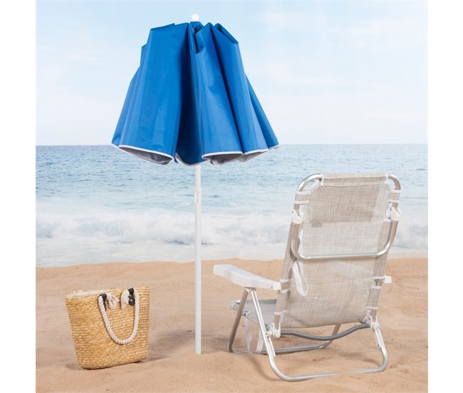 Aktive Sombrilla playa compacta e inclinable UV50 c/funda Azul