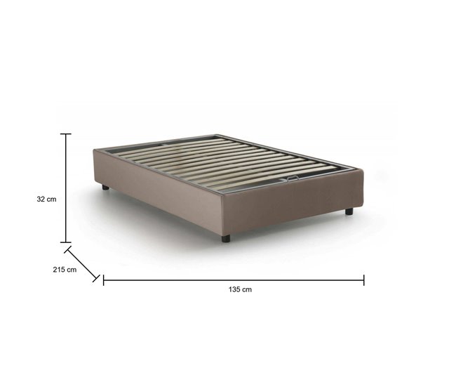 Cama plaza y media en tela Marron