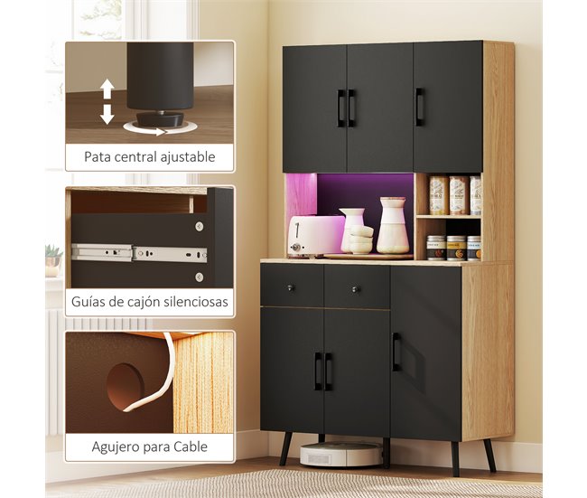 Alacena de Cocina Melamina de Madera HOMCOM, hogar - cocina Marron