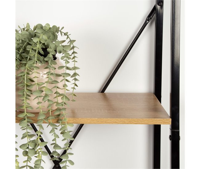 Max Home Estantería escalera madera 4 estantes 60 Negro/ Madera
