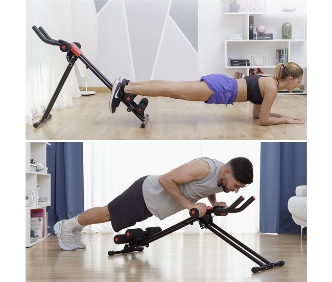 Máquina de Abdominales Plegable con Guía de Ejercicios Negro