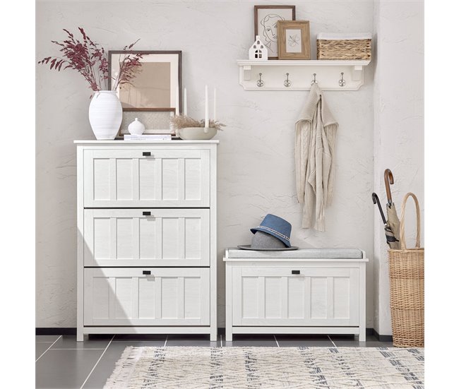 Banco Zapatero Con 1 Puertas SoBuy Blanco
