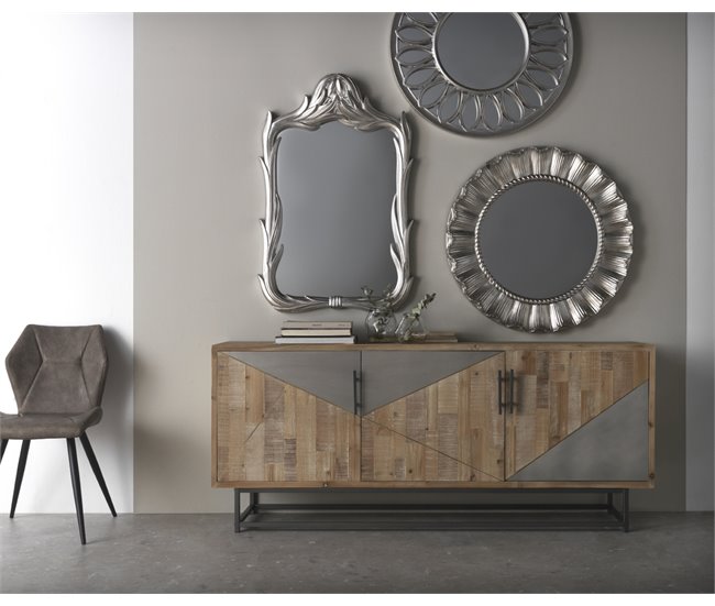 Aparador de madera de abeto con base de tubo de metal Natural