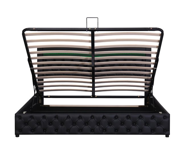 Cama de matrimonio de poliuretano con almacenaje 182x207 Blanco