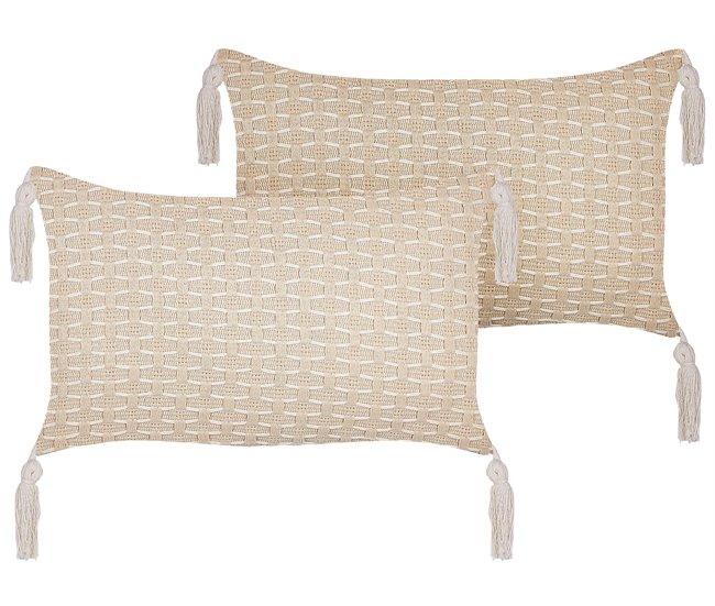 Beliani Cojín decorativo HAKONE 45x25 Beige