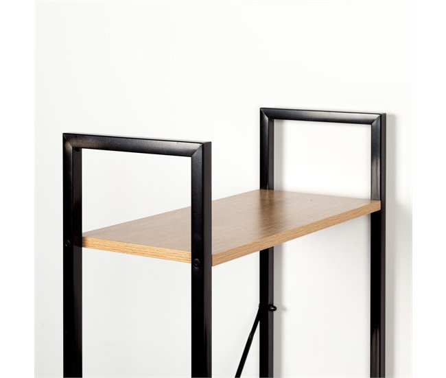 Max Home Escritorio con estantería madera y acero 120x64 Negro/ Madera