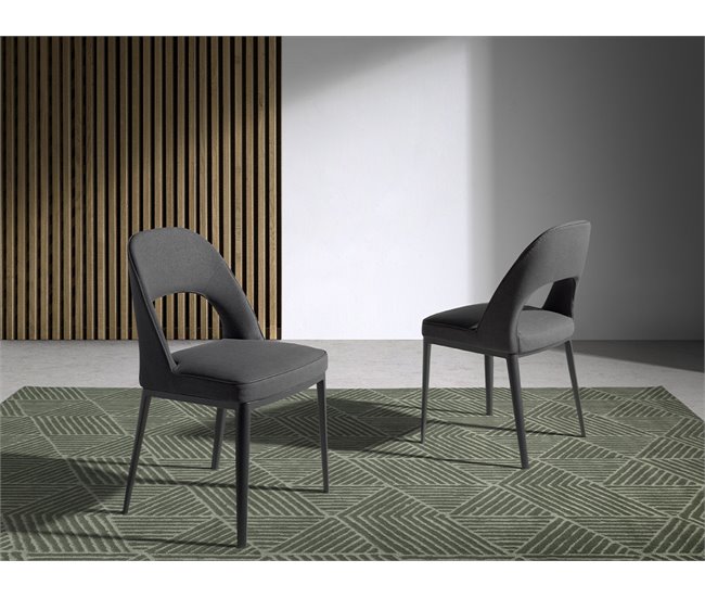ANGEL CERDA Silla comedor patas acero negro Negro