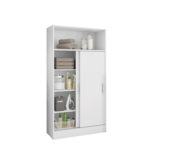 Armario despensa hogar Multiusos con Puertas correderas Blanco