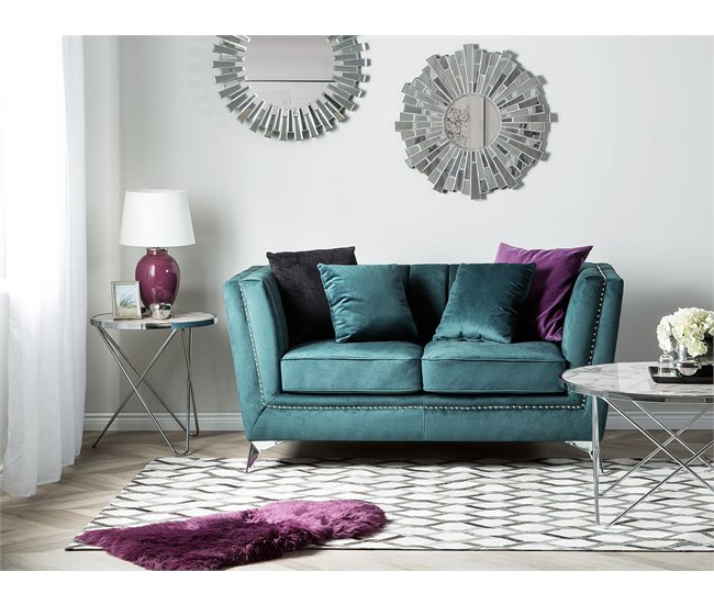 Beliani Sofá de 2 plazas Terciopelo GAULA Azul/ Verde