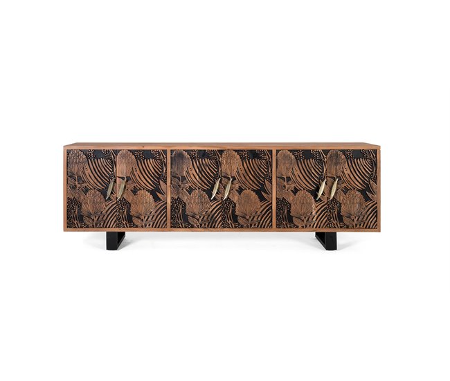 Aparador con  puertas de madera de acacia natural  .GINER Y COLOMER Marron