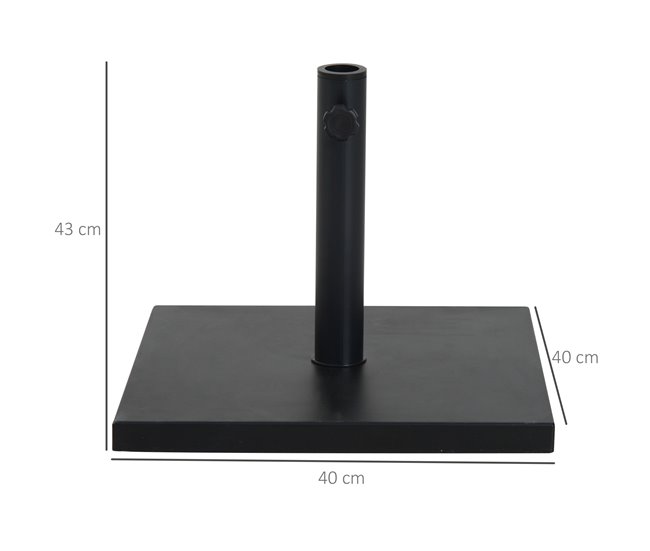 Soporte para Parasol Cemento, Metal Outsunny 40x40 Negro