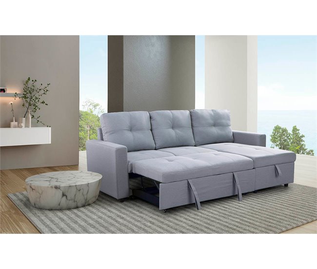 Sofa Cama Chaise Longue Pau Gris Claro