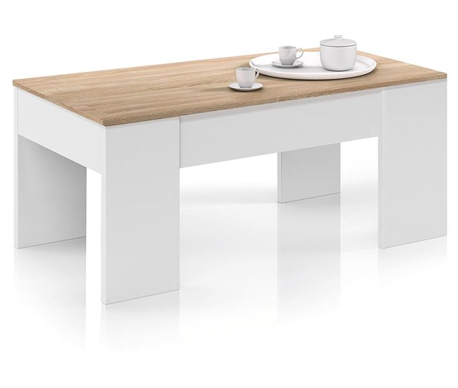 Mesa de centro elevable MARTIN Blanco/ Madera