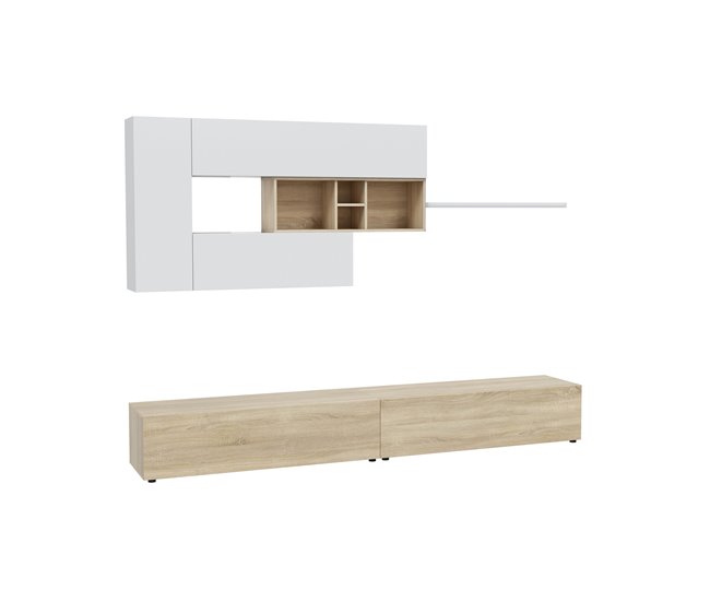Compacto tv 260cm blanco y roble MANHATTAN Blanco/ Madera
