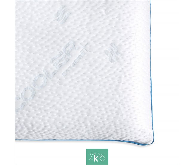 Almohada Viscoelástica Carbono Activo Tejido Frío 105x34 Blanco/ Gris