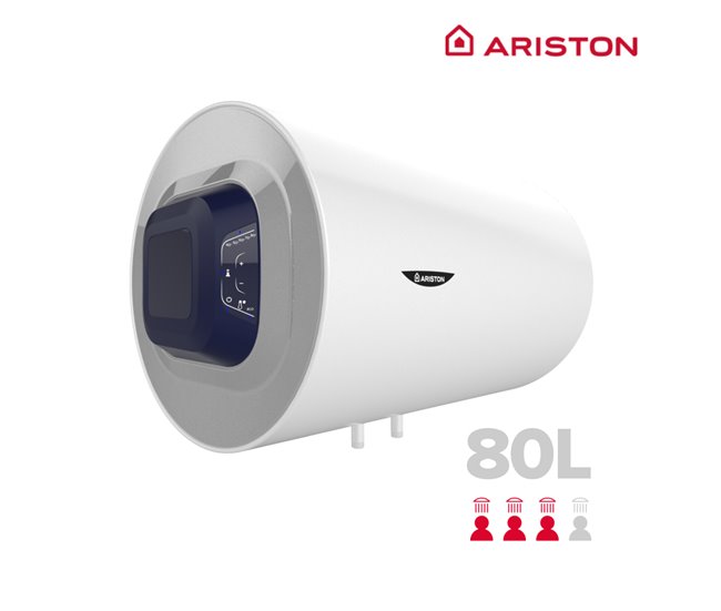 Termo eléctrico, Ariston, Blu1 Eco Horizontal, 80 litros, Clase Energetica B Blanco Brillo