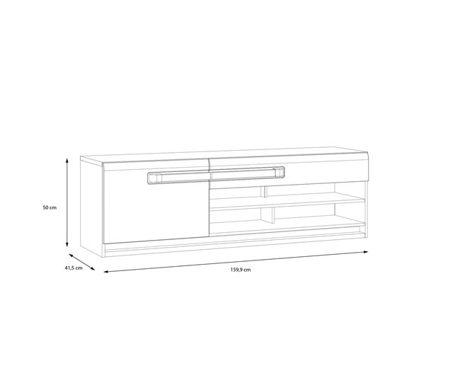 Mueble tv 1 puerta 1 cajón MONTREAL  Blanco Brillo