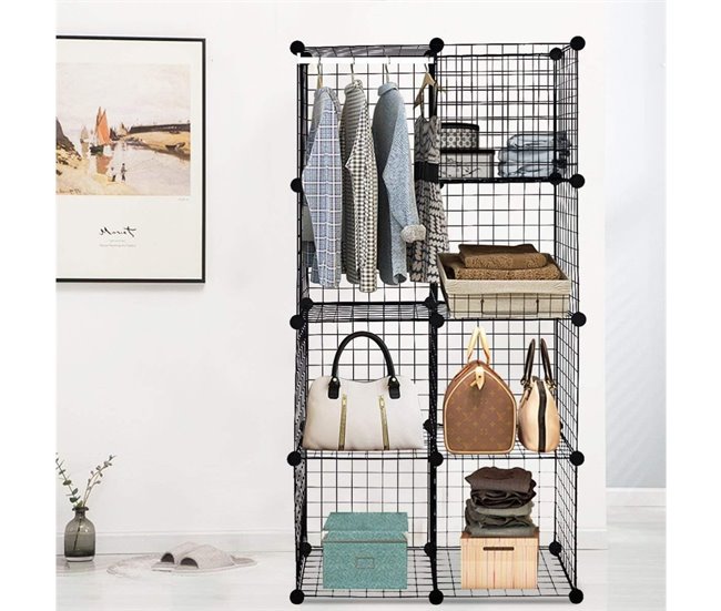 Estantería modular  compartimentos metal Negro