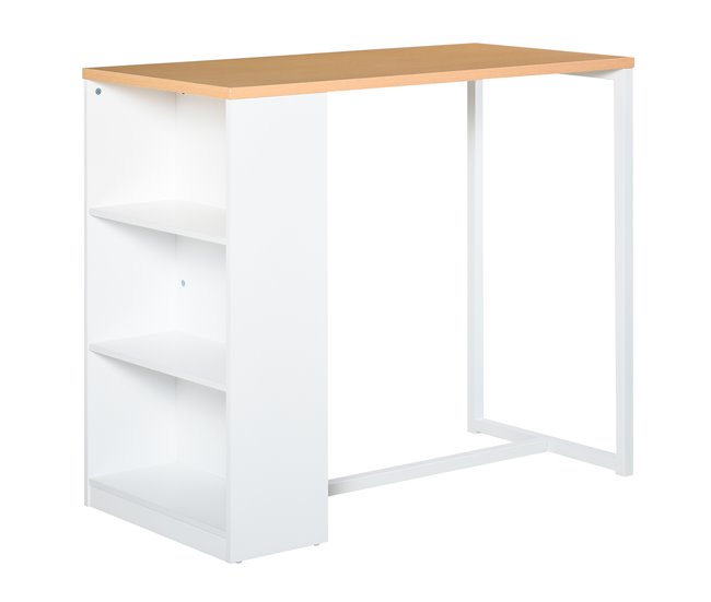 Mesa de Bar Tablero de MDF, Metal HOMCOM, hogar - cocina 115x55 Blanco
