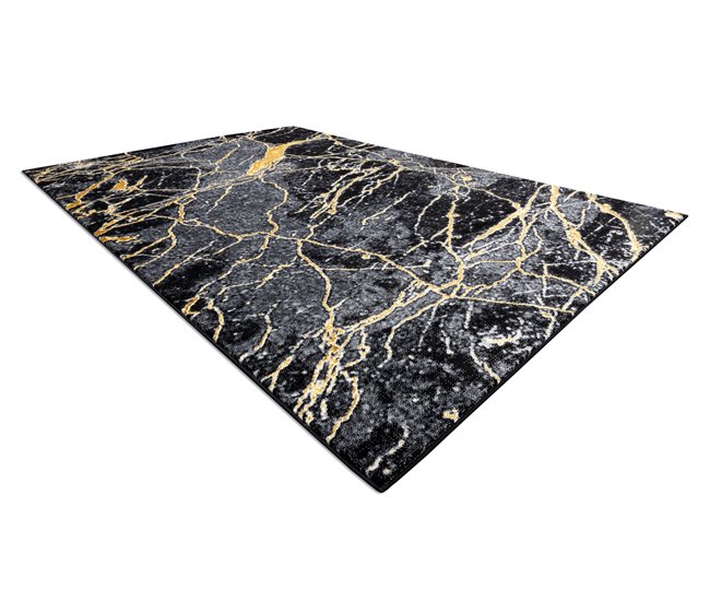 Alfombra GLOSS moderno 529A 82 Mármol Roca elegante glamour 200x290 Negro