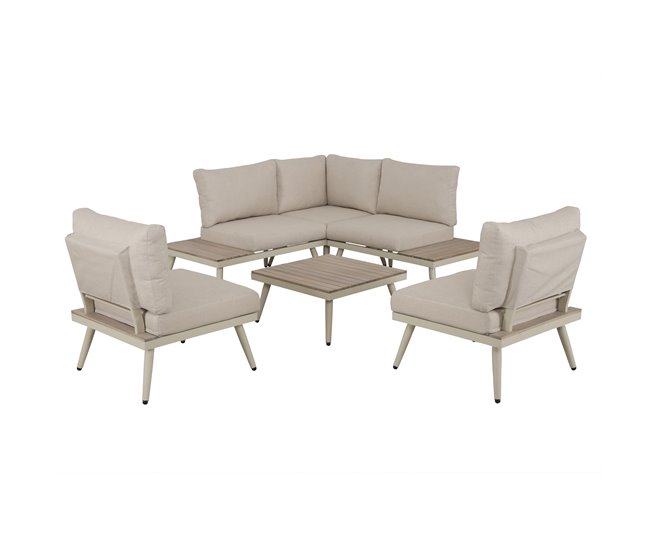 Set de jardín BIARRITZ con sofá y mesa de centro color blanco Blanco/ Madera
