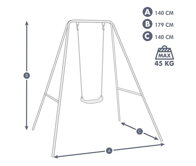 Columpio individual 140x140x179 cm Aktive Sports Azul