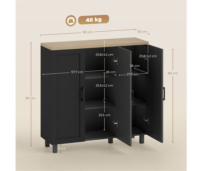 Aparador Melamina de Madera HOMCOM, hogar - muebles de comedor Negro