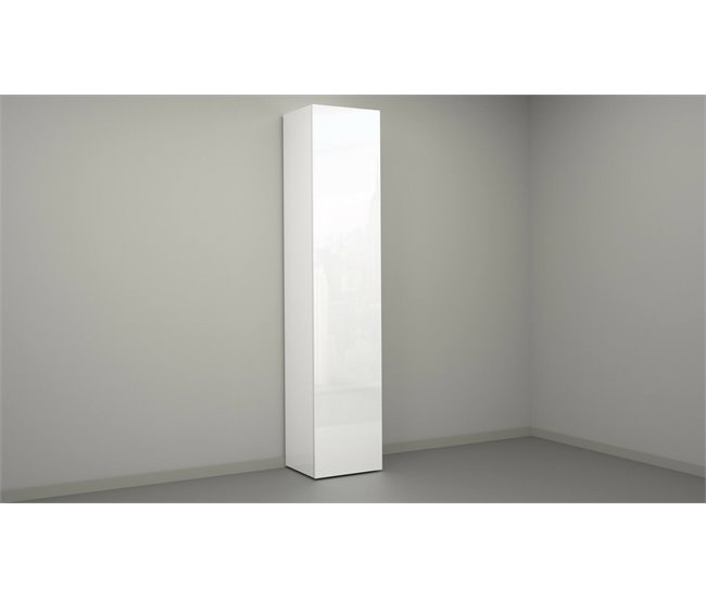 Armario multiusos 1 puerta efecto madera Blanco
