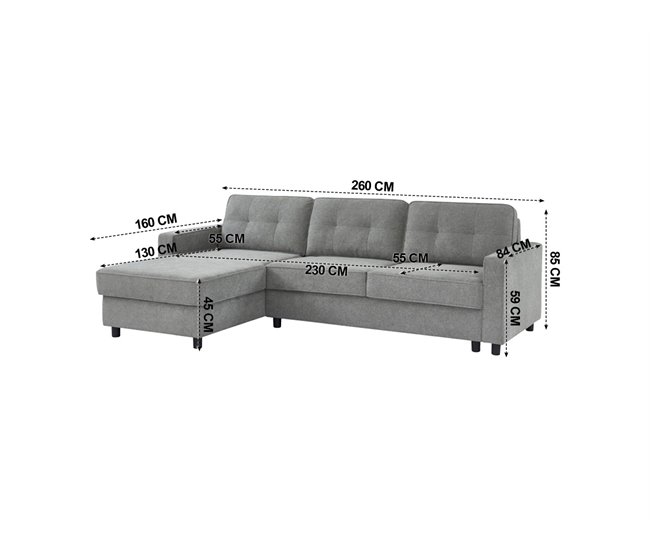Chaise longue CIAN reversible 3 plazas gris Gris