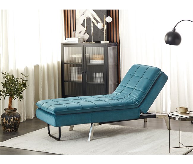 Beliani Chaise longue Terciopelo LOIRET Azul/ Verde