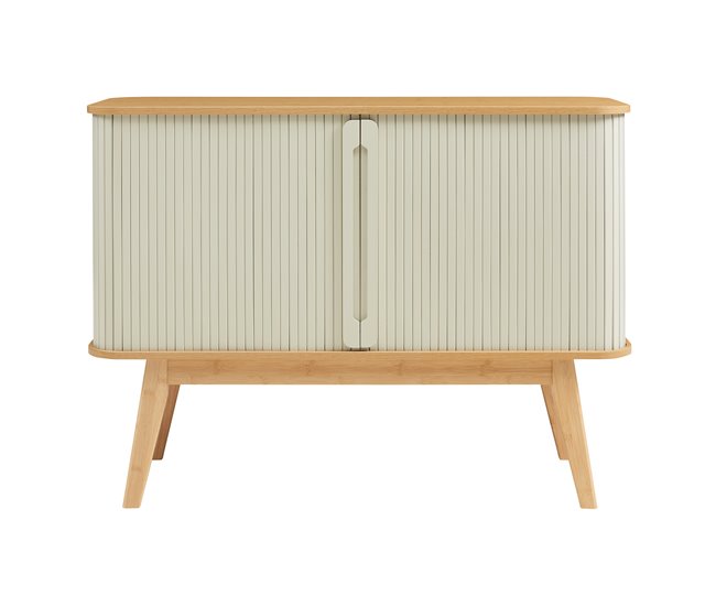Aparador Tysvær bambú con puertas [en.casa] 110 Blanco/ Madera