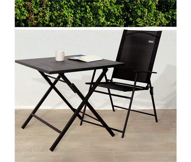 Aktive Pack 2 sillas plegables de jardín slim con reposabrazos Negro