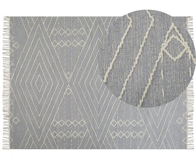 Beliani Alfombra de pelo corto KHENIFRA 160x230 Blanco/ Beige