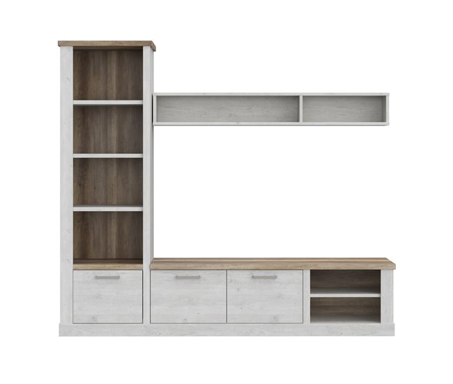 Compacto tv de 241,6cm blanco y roble VERONA Blanco/ Madera