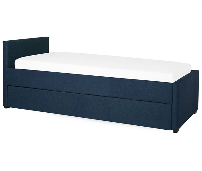 Beliani Cama con somier Poliéster MARMANDE 86x214 Azul Marino