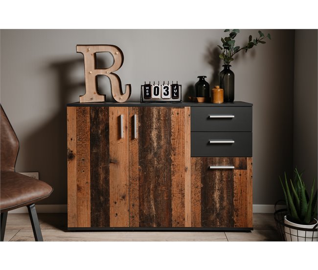 Aparador 3 puertas 2 cajones vintage BETTY Madera