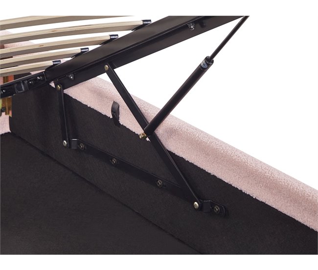 Beliani Cama con somier Bouclé DINAN 97x214 Rosa Talco