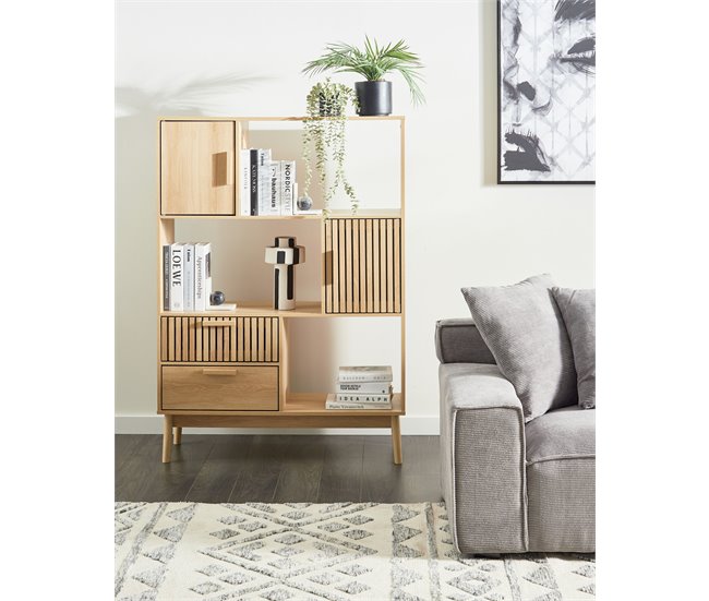 Beliani Librería LYNWOOD Madera Clara