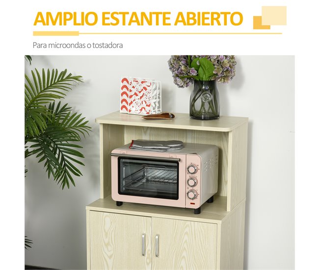 Aparador Auxiliar para Microondas Tablero de Partículas E1 HOMCOM 60 Blanco