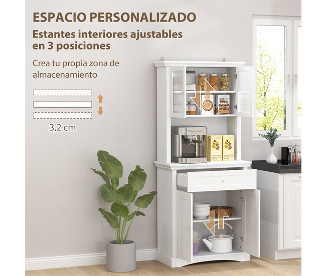 Alacena de Cocina Melamina de Madera, MDF HOMCOM, hogar - cocina Blanco