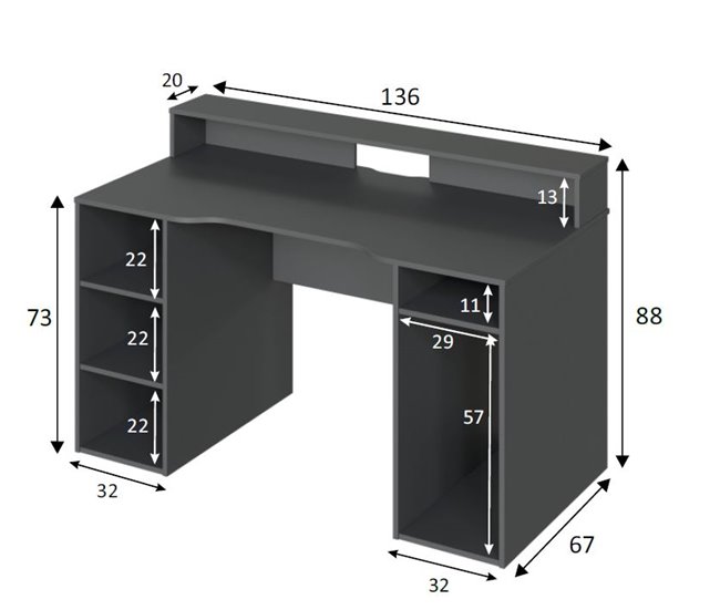 Mesa de Gaming OZONE color negro Antracita